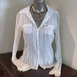 HOLLISTER Vintage Style Collard, Button Up Top